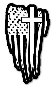 American Flag Cross sticker decal - Christian Jesus 10" Model: AmerCrossFlagFC10in
