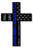 Blue Tattered Cross Police Christian Jesus Vinyl Sticker Decal - 5" Inches Long