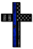 Blue Tattered Cross Police Christian Jesus Vinyl Sticker Decal - 5" Inches Long - OwnTheAvenue