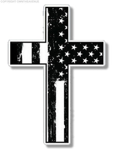 Black & White Tattered Cross sticker decal - Christian Jesus 5" - Model: CrossTat903 - OwnTheAvenue
