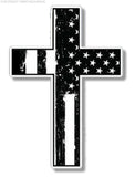 Black & White Tattered Cross sticker decal - Christian Jesus 5" - Model: CrossTat903 - OwnTheAvenue