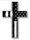 Black & White Tattered Cross sticker decal - Christian Jesus 5" - Model: CrossTat903