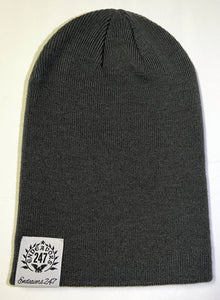 Standard Issue Semi Slouch Beanie - Dark Grey With White Hem One Size