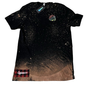 Acid Mineral Wash Tie Dye Logo w. Plaid Hem T Shirt