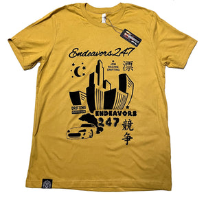 Drifting In The City At Midnight JDM Racing Kanji Japanese Adult Mustard Heather Color Adult T Shirt S - 3XL - OwnTheAvenue
