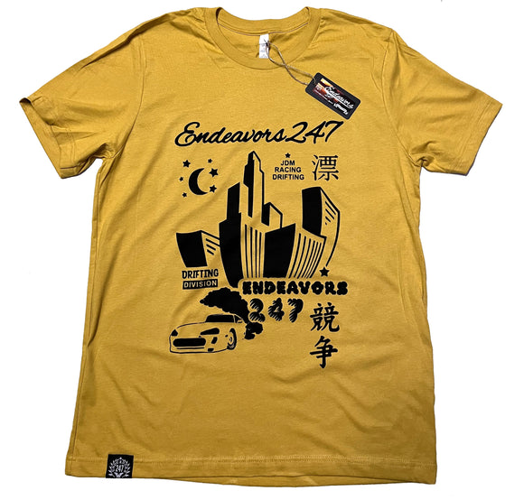 Drifting In The City At Midnight JDM Racing Kanji Japanese Adult Mustard Heather Color Adult T Shirt S - 3XL - OwnTheAvenue