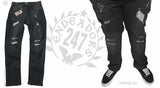 Men's Skinny Stretch Ripped Distressed Black Denim Jeans