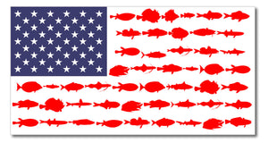 American Flag Fish Decal Sticker USA Fishing Fisherman Patriotic 5"