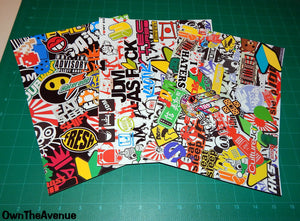 JDM Sticker Bombing Graffiti Wrap Sheet 3 Pcs 10.5" x 7.5" Each #22 (x3bomz) - OwnTheAvenue