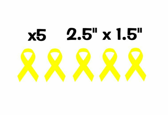 x5 Bladder / Bone Cancer Ribbon Yellow Pack Vinyl Decal Stickers 2.5