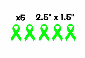 x5 Lymphoma Cancer Ribbon Lime Green Pack Vinyl Decal Stickers 2.5" x 1.5" - OwnTheAvenue