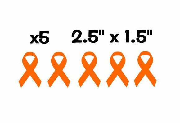 x5 Leukemia Cancer Ribbons Orange Pack Vinyl Decal Stickers 2.5