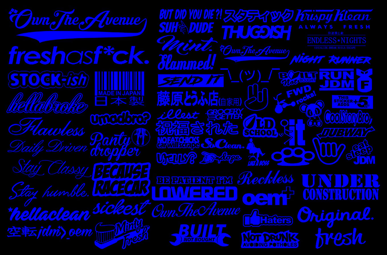 Set Of 26 Car Button Switch Decals – JDM Tuning Tribal Starter Sticker Kit