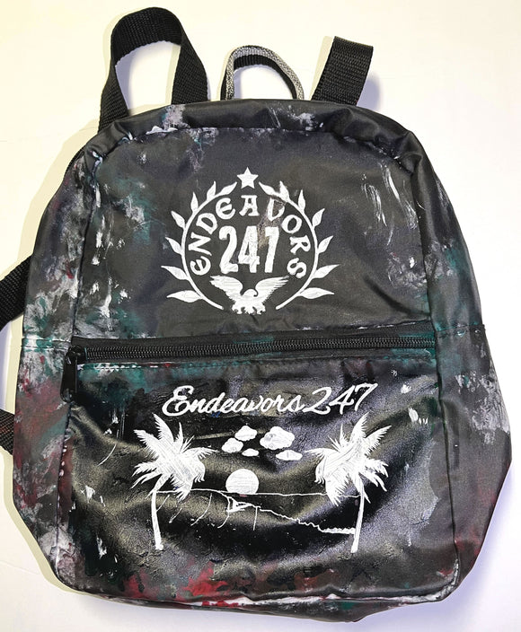 Endeavors247 Handmade Mini Moto Backpack Paint Splatter Tie Dye Acid Wash