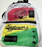 Endeavors247 Handmade Rasta Colors Paint Splatter- Mini Moto Backpack Rastafarian Double Hem Patch