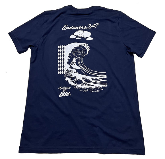 Surfing Skeleton Navy Blue Adult T Shirt S-3XL - OwnTheAvenue