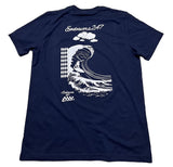 Surfing Skeleton Navy Blue Adult T Shirt S-3XL