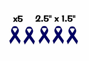 x5 Colon / Mesothelioma Cancer Ribbon blue Pack Vinyl Decal Stickers 2.5" x 1.5" - OwnTheAvenue