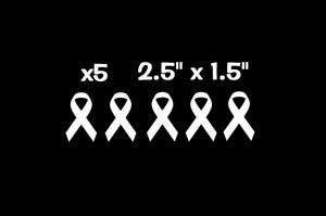 x5 Lung Cancer Ribbon White Pack Vinyl Decal Stickers 2.5" x 1.5" - OwnTheAvenue