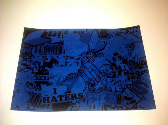 Sticker Bomb Lot Pack Graffiti Wrap JDM Decal Vinyl Sheet Blue & Black Style - OwnTheAvenue