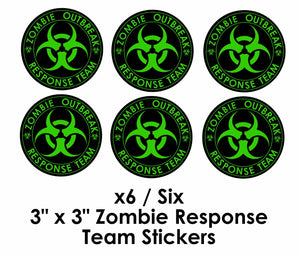 x6 Zombie Decal Stickers Outbreak Response Team Vinyl 3" x 3" Border Cut - OwnTheAvenue