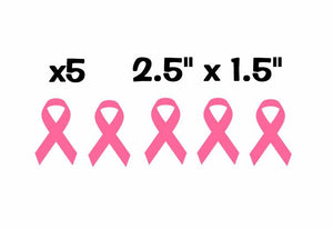 x5 Breast Cancer Awareness Ribbons Pink Pack Vinyl Decal Stickers 2.5" x 1.5" - OwnTheAvenue