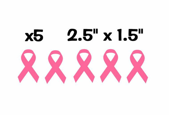 x5 Breast Cancer Awareness Ribbons Pink Pack Vinyl Decal Stickers 2.5