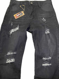 Men's Skinny Stretch Ripped Distressed Black Denim Jeans