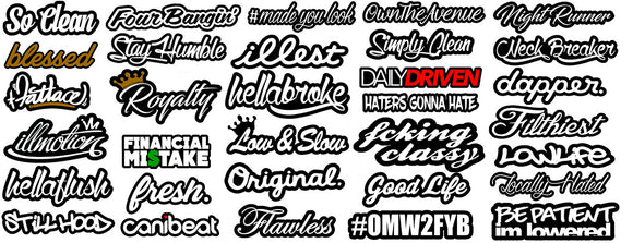 JDM CAR STICKER DECAL PACK OF 32 MEGA LOT TUNER LOW FUNNY (MegaSC) - OwnTheAvenue