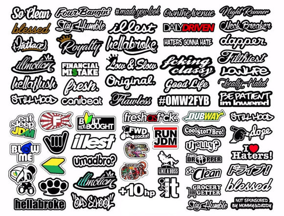 JDM 64+ Car Sticker Decal Mega Pack Lot Tuner Low Funny JDM Boost Model-OS+SC - OwnTheAvenue